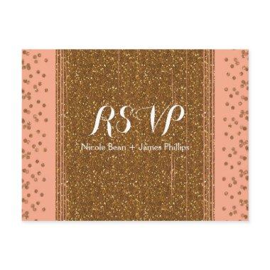 Peachy Pink & Faux Glitter Wedding RSVP Post