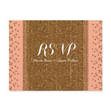 Peachy Pink & Faux Glitter Wedding RSVP PostInvitations