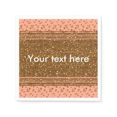 Peachy Pink & Gold Confetti Dots Party Napkins