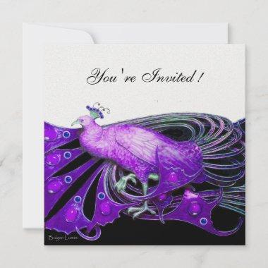 PEACOCK black ,purple ,ice metallic paper Invitations