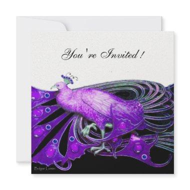 PEACOCK black ,purple ,ice metallic paper Invitations