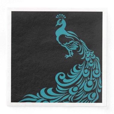 Peacock-Blue-Black-Everyday-Celebration's-Stylish Paper Dinner Napkins
