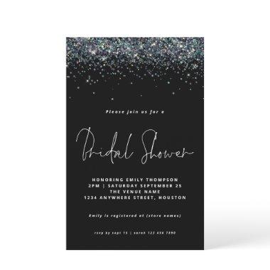 Peacock Blue Glitter Budget  Black