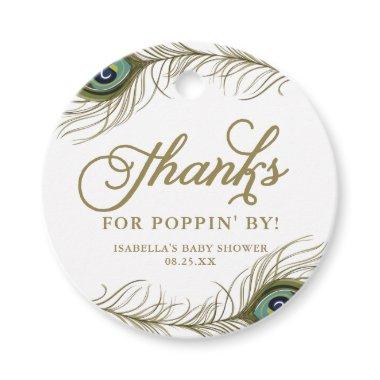 Peacock Feather Baby Shower Thank You Champagne Favor Tags