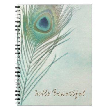 Peacock Feather Boho Chic Watercolor Custom Notebook