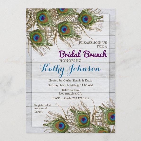 Peacock Feather Bridal Shower Brunch Invitations