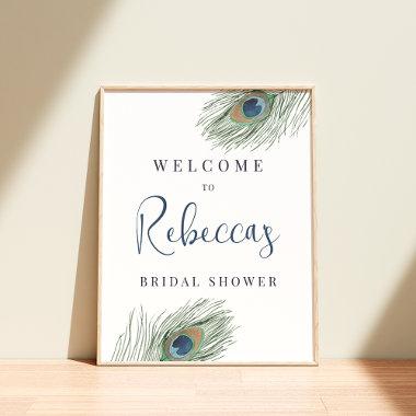 Peacock Feather Bridal Shower Welcome Sign