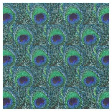 Peacock Feather Fabric - Green, Teal, Blue, Navy