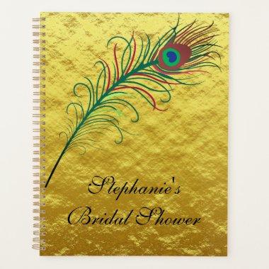 Peacock Feather Gold Foil Bridal Shower Wedding Planner