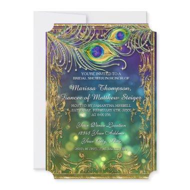Peacock Feather Jewel Sparkle Gold