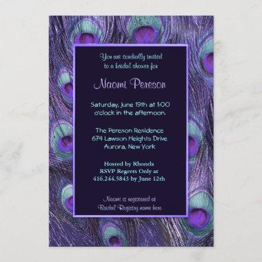 Peacock Feather Purple Drama - Bridal Shower Invitations