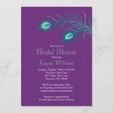 Peacock Feathers Bridal Shower Invitations