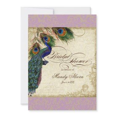 Peacock & Feathers  Invite Lavender