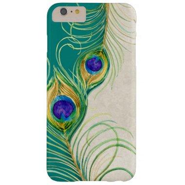 Peacock Feathers Royal Damask Personalized Names Barely There iPhone 6 Plus Case