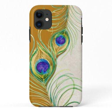 Peacock Feathers Royal Damask Personalized Names iPhone 11 Case