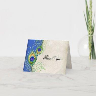 Peacock Feathers Wedding Thank You Note Invitations