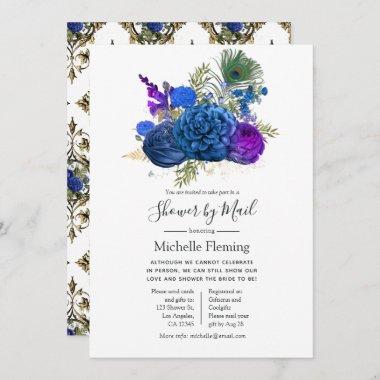 Peacock Floral Baby or Bridal Shower by Mail Invitations