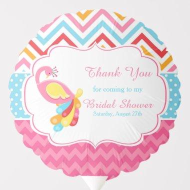 Peacock Pink Chevron Bridal Shower Thank You Balloon