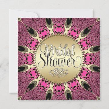 Peacock Pink Funky Bridal Shower Party Invitations
