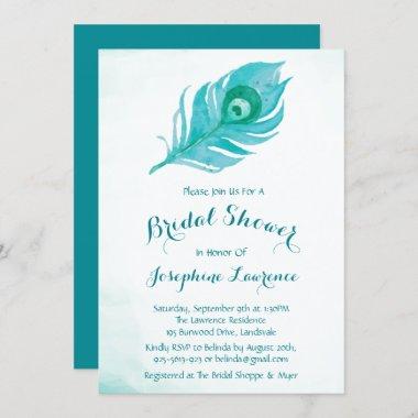 Peacock Plume Bridal Shower Invitations