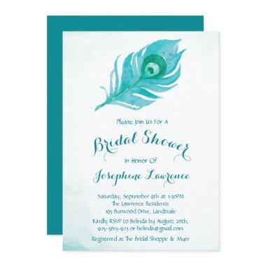 Peacock Plume Bridal Shower Invitations