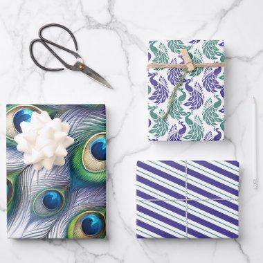 Peacock Wrapping Paper Green and Purple
