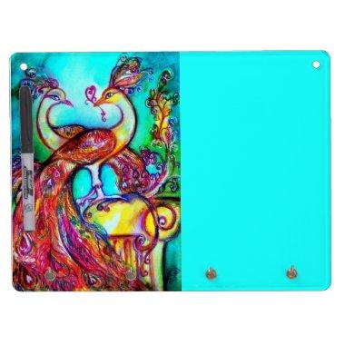 PEACOCKS IN LOVE DRY ERASE BOARD WITH KEYCHAIN HOLDER