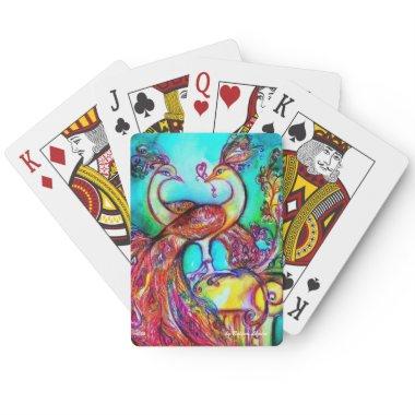 PEACOCKS IN LOVE IN TURQUOISE BLUE POKER
