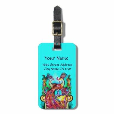 PEACOCKS IN LOVE LUGGAGE TAG
