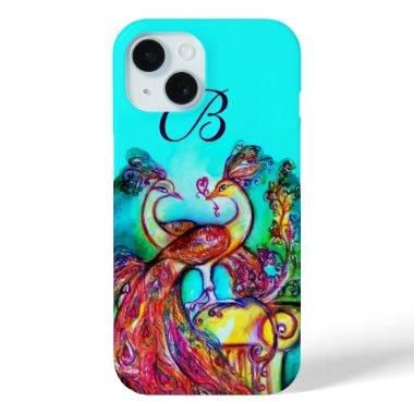 PEACOCKS IN LOVE MONOGRAM iPhone 15 CASE