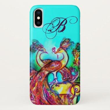 PEACOCKS IN LOVE MONOGRAM iPhone X CASE