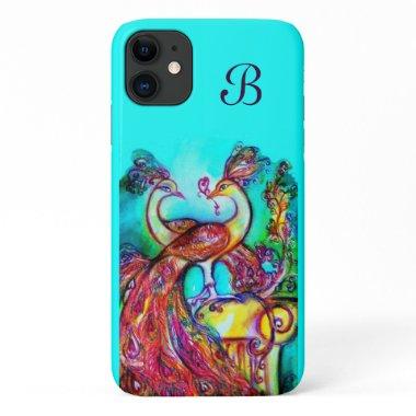 PEACOCKS IN LOVE MONOGRAM iPhone 11 CASE