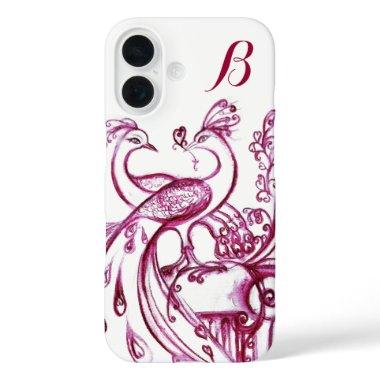 PEACOCKS IN LOVE MONOGRAM Red and White iPhone 16 Case