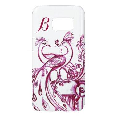 PEACOCKS IN LOVE MONOGRAM Red and White Samsung Galaxy S7 Case