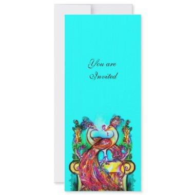 PEACOCKS IN LOVE , red blue turquase green Invitations