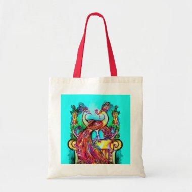 PEACOCKS IN LOVE red blue turquase green Tote Bag