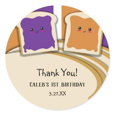 Peanut Butter Grape Jelly PB&J Birthday Party Classic Round Sticker