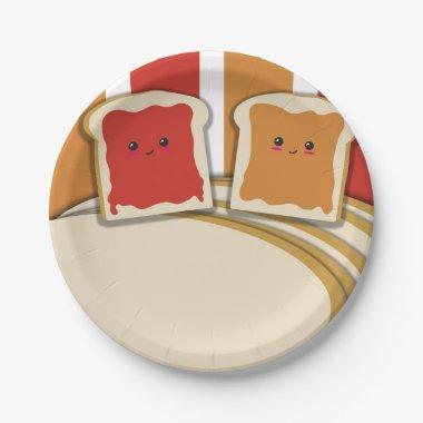 Peanut Butter Strawberry Jelly Whimsical Birthday Paper Plates