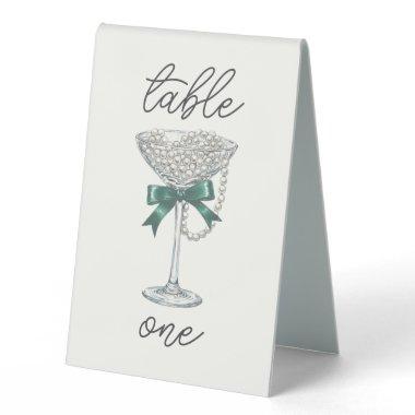 Pearl and Bow  Table Number Table Tent Sign