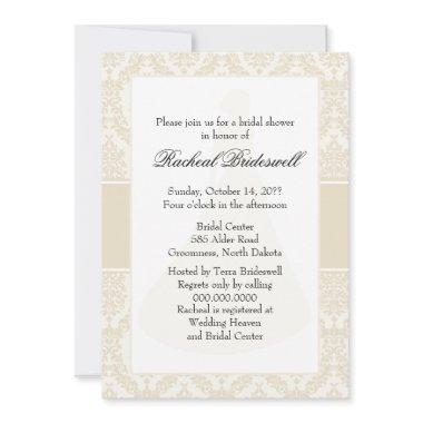 Pearl Damask Bridal Shower Invitations