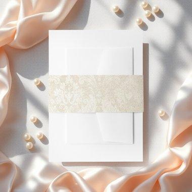 Pearl Damask Wedding Elegant Stationery  Belly Band