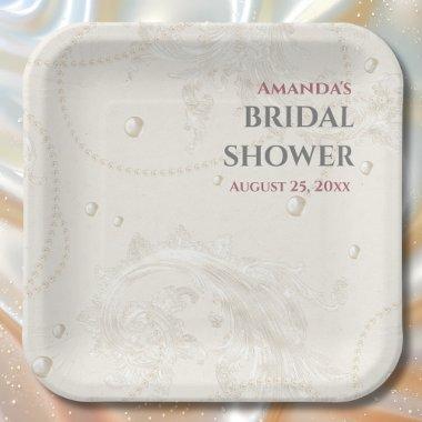 Pearl Jewels Bridal Shower Paper Plates