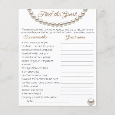 Pearl necklace Bridal Shower Find the Guest Game