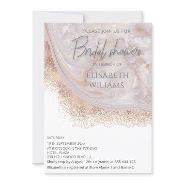 Pearl rose gold marble agate calligraphy Invitations