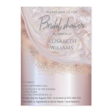 Pearl rose gold marble agate calligraphy metallic
