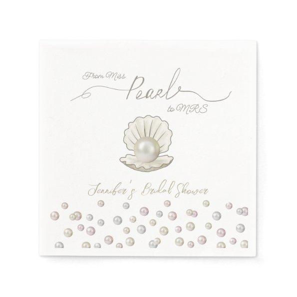 Pearl & Shell Pearlcore Miss to MRS Bridal Shower Napkins