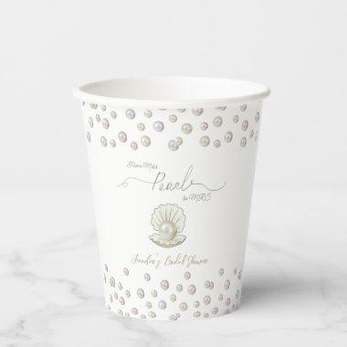 Pearl & Shell Pearlcore Miss to MRS Bridal Shower Paper Cups