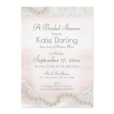 Pearls and Lace Blush Bridal Shower Invitations