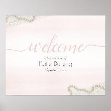 Pearls and Lace Bridal Welcome Sign