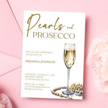 Pearls and prosecco bridal shower elegant Invitations